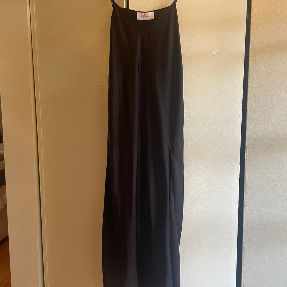 La Ligne Black Maxi Slip Skirt for Cocktail